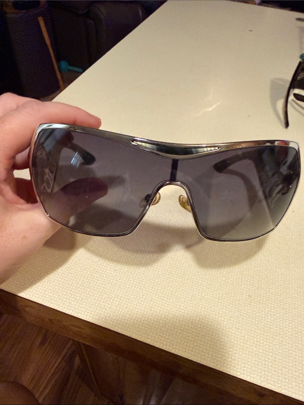 Dior Oversized Shield Sunglasses in Black and Silver
